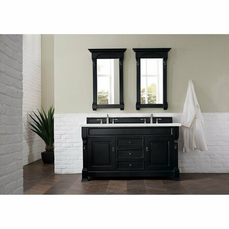 James Martin Vanities Brookfield 60in Double Vanity, Antique Black w/ 3 CM Arctic Fall Solid Surface Top 147-114-5631-3AF